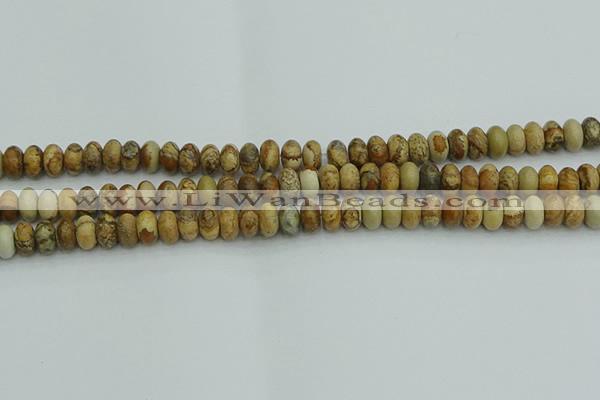 CRB2855 15.5 inches 4*6mm rondelle picture jasper beads