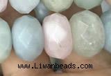 CRB3027 15.5 inches 8*14mm faceted rondelle morganite beads