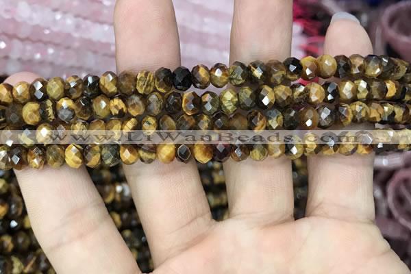 CRB3039 15.5 inches 4*6mm faceted rondelle yellow tiger eye beads