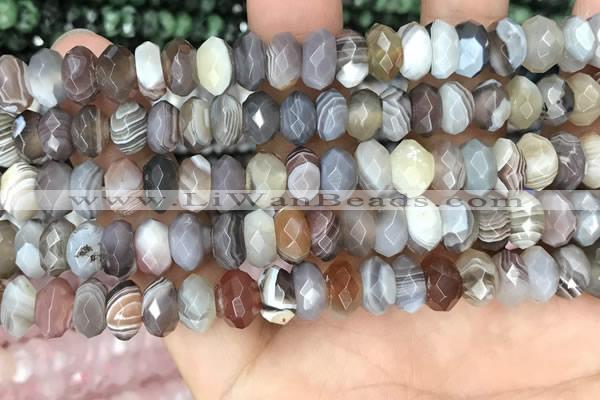 CRB3074 5*8mm - 4*9mm faceted rondelle Botswana agate beads