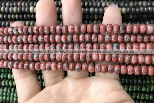 CRB4055 15.5 inches 4*6mm rondelle red sesame jasper beads wholesale