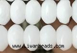 CRB4113 15.5 inches 5*8mm faceted rondelle white porcelain beads