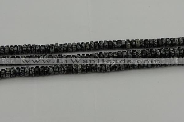 CRB431 15.5 inches 5*8mm rondelle snowflake obsidian beads