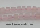 CRB450 15.5 inche 5*8mm tyre matte rose quartz gemstone beads