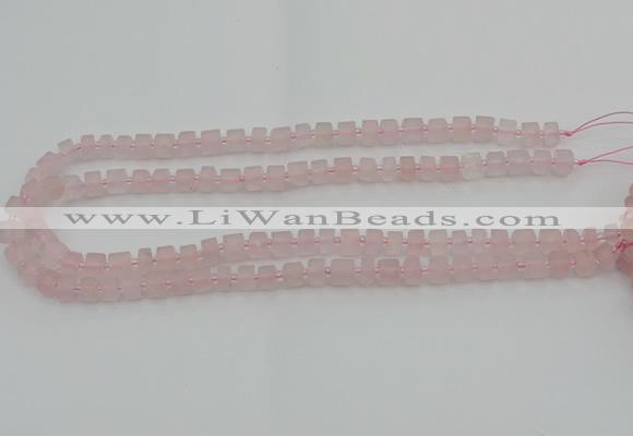 CRB450 15.5 inche 5*8mm tyre matte rose quartz gemstone beads