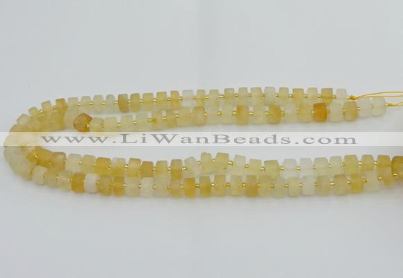 CRB454 15.5 inche 6*10mm tyre matte citrine gemstone beads