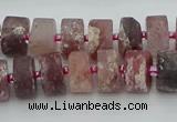 CRB461 15.5 inche 8*12mm tyre matte strawberry quartz gemstone beads