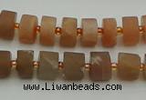 CRB463 15.5 inche 6*10mm tyre matte moonstone gemstone beads