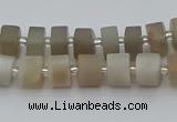 CRB467 15.5 inche 8*12mm tyre matte grey moonstone gemstone beads