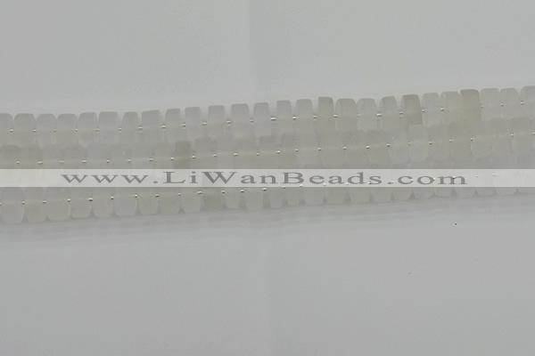 CRB500 15.5 inches 6*10mm tyre matte white crystal beads wholesale