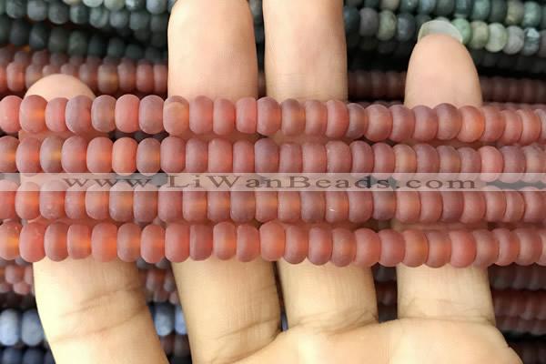 CRB5017 15.5 inches 4*6mm rondelle matte red agate beads wholesale