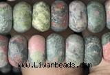 CRB5023 15.5 inches 4*6mm rondelle matte unakite beads wholesale