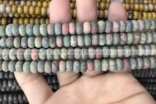 CRB5023 15.5 inches 4*6mm rondelle matte unakite beads wholesale