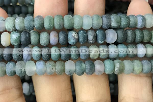 CRB5068 15.5 inches 5*8mm rondelle matte moss agate beads wholesale