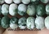 CRB5108 15.5 inches 4*6mm faceted rondelle green spot stone beads