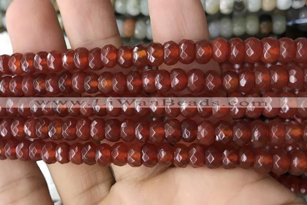 CRB5114 15.5 inches 4*6mm faceted rondelle red agate beads