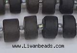 CRB514 15.5 inches 6*12mm tyre matte ice black obsidian beads