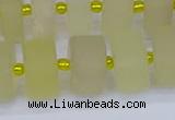 CRB521 15.5 inches 7*14mm tyre matte lemon quartz beads