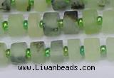 CRB524 15.5 inches 5*8mm tyre matte green rutilated quartz beads