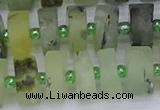 CRB527 15.5 inches 7*14mm tyre matte green rutilated quartz beads