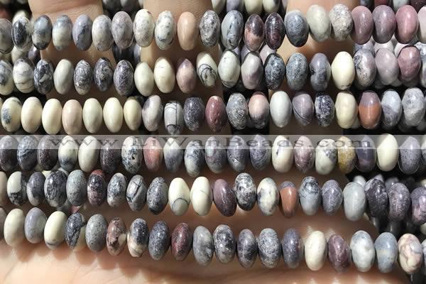 CRB5341 15.5 inches 5*8mm rondelle purple striped jasper beads