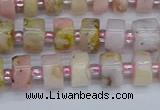 CRB542 15.5 inches 5*8mm tyre natural pink opal gemstone beads