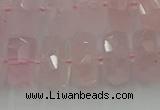 CRB559 15.5 inches 8*14mm faceted rondelle rose quartz beads