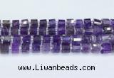 CRB5602 15.5 inches 7mm - 8mm faceted tyre amethyst beads