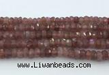 CRB5623 15.5 inches 6*10mm faceted rondelle strawberry quartz beads