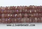 CRB5624 15.5 inches 6*12mm faceted rondelle strawberry quartz beads