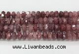 CRB5660 15.5 inches 7*11mm-9*13mm faceted rondelle strawberry quartzbeads wholesale