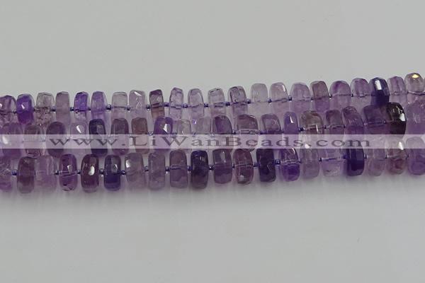 CRB567 15.5 inches 8*14mm faceted rondelle amethyst beads