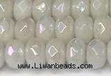 CRB5700 15 inches 5*8mm faceted rondelle AB-color white jade beads