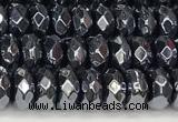 CRB5712 15 inches 5*8mm faceted rondelle AB-color black agate beads