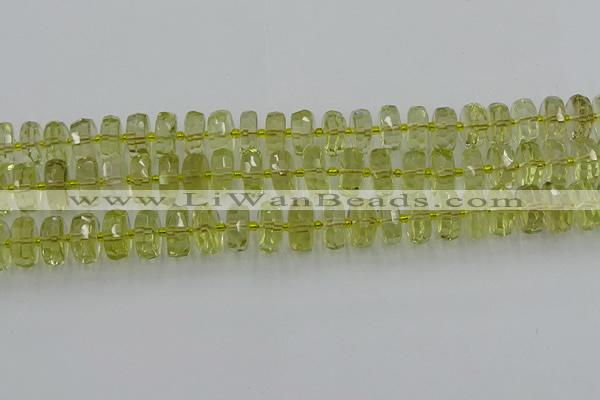 CRB573 15.5 inches 6*10mm faceted rondelle lemon quartz beads