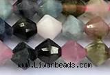 CRB5771 15 inches 4*4mm faceted tourmaline beads