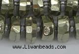 CRB599 15.5 inches 8*14mm faceted rondelle pyrite beads