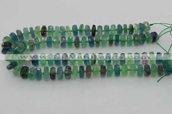 CRB616 15.5 inches 8*14mm faceted rondelle fluorite beads