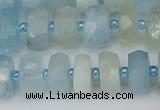 CRB802 15.5 inches 6*10mm faceted rondelle aquamarine beads