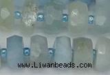 CRB803 15.5 inches 7*12mm faceted rondelle aquamarine beads