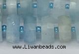 CRB804 15.5 inches 8*14mm faceted rondelle aquamarine beads