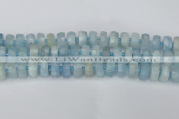 CRB805 15.5 inches 8*16mm faceted rondelle aquamarine beads