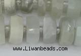 CRB812 15.5 inches 8*14mm faceted rondelle grey moonstone beads