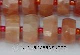 CRB820 15.5 inches 8*14mm faceted rondelle orange moonstone beads