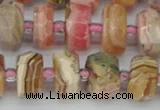 CRB835 15.5 inches 7*12mm faceted rondelle rhodochrosite beads