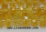 CRB844 15.5 inches 8*14mm faceted rondelle citrine beads