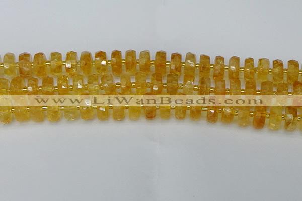 CRB845 15.5 inches 8*16mm faceted rondelle citrine beads