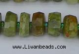 CRB850 15.5 inches 6*10mm faceted rondelle green garnet beads