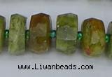 CRB851 15.5 inches 7*12mm faceted rondelle green garnet beads