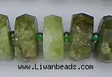 CRB854 15.5 inches 8*18mm faceted rondelle green garnet beads